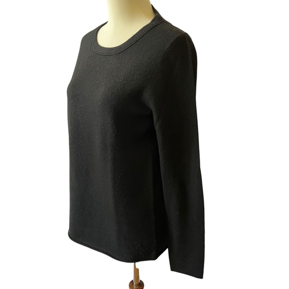J CREW ITALIAN CASHMERE SWEATER CLASSIC PREPPY MINIMALIST LUXURY CHIC BLACK M - Picture 3 of 12